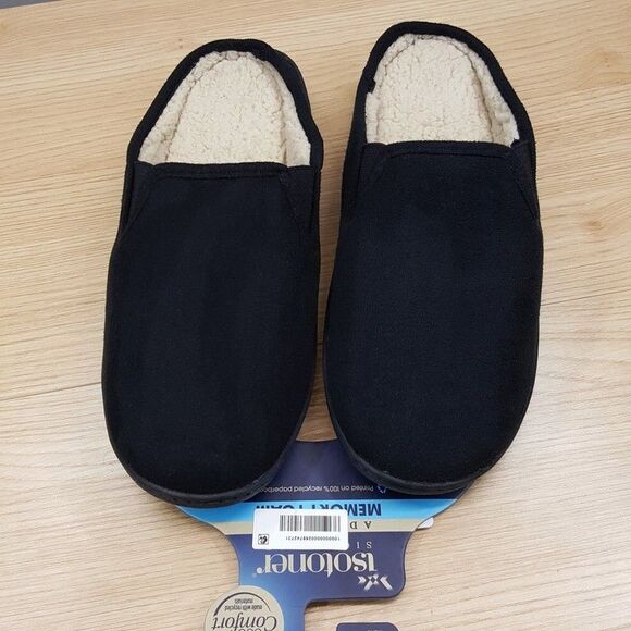 ISOTONER Slippers Mens Size 8 9 Black Slip On Plush Advanced Memory Foam main image 4